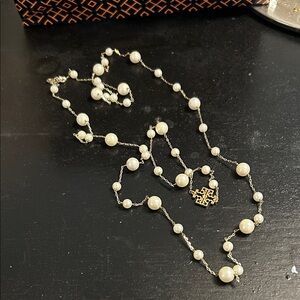 Tory Burch 36” Kira Elegant Pearl Necklace with Gold Accents
